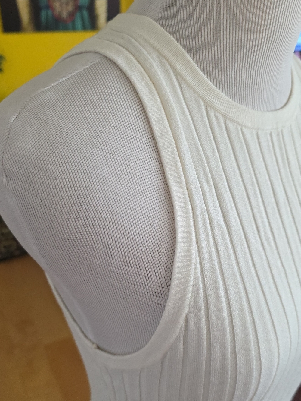 H&M Cream Ribbed Halter Tank Top - Picture 2 of 5